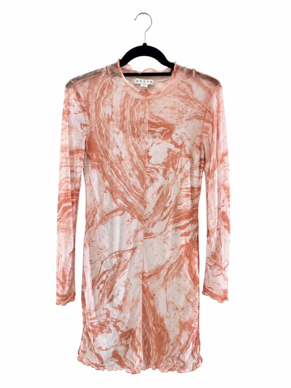 HYFVE Orange Marble Mesh Mini Dress & Slip Set Size L HF22G014